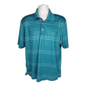 PGA Tour Men's XL Green Polo Shirt Striped Short‎ Sleeve